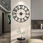 LEIKE Large Wall Clock, Battery Operated, Decorative Retro Black Metal Clock - Image 7
