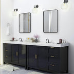 Wall Mount Mirror for Bathroom, Brushed Black Metal Framed Rounded Corner - Image 4