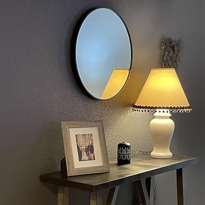 Oruii Black Circle Mirror, 18 inch Round Mirror Metal Frame, Living Room - Image 5