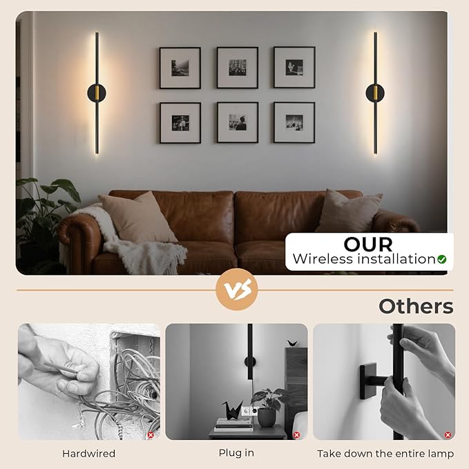GvvooHome 28" Battery Operated Wall Sconce, 360°Rotation Wireless Rechargeable - Image 4