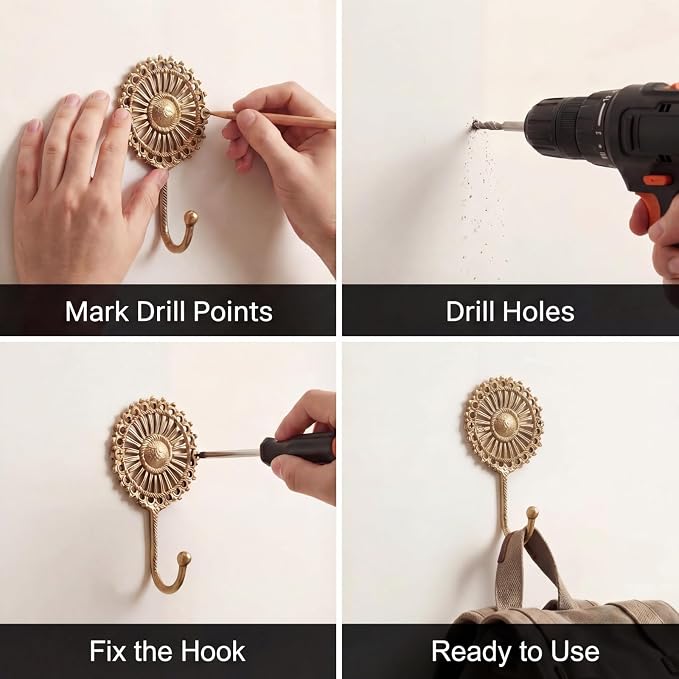 IndianShelf Solid Brass Boho Decorative Wall Hooks - Image 7