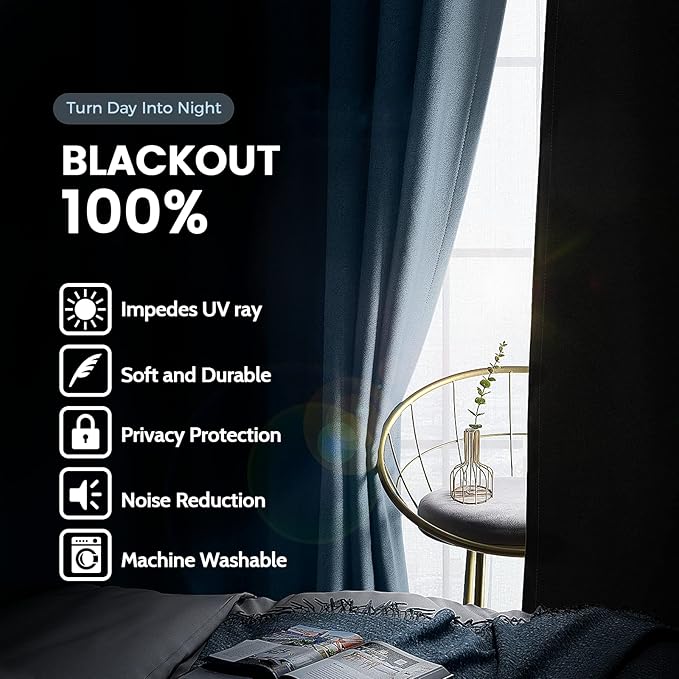SimpleHome 100% Blackout Curtains - Image 3