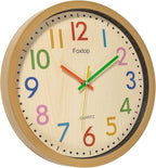 Foxtop Silent Kids Wall Clock 12 Inch Non-Ticking Battery Operated Colorful - Image 4