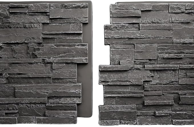 EverStone Cascade Faux Stone Panel, 48 5/8"W x 24 3/4"H x 1 1/4"D, Graphite - Image 8