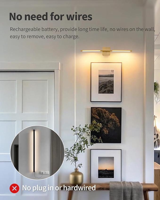 KDG Cordless Wall Sconces with Remote Control, Wireless 5200mAh Rechargeable - Image 3