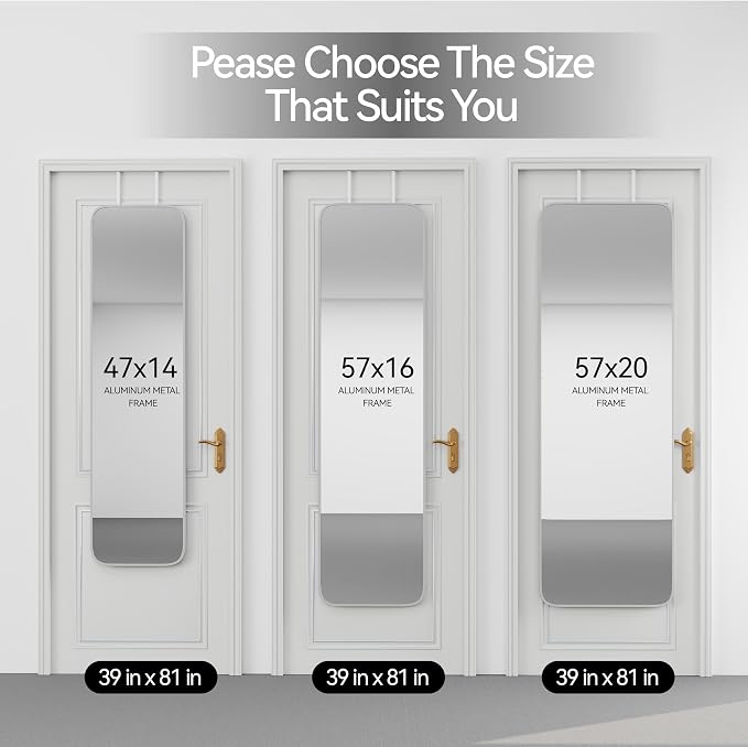 SCWF-GZ 57x16 Door Hanging Full Length Mirror, Floor Stand Wall Mounted Metal - Image 9