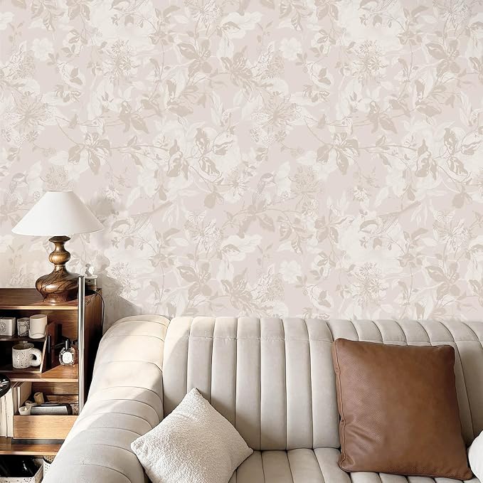 Heroad Beige Brown Wallpaper Floral Wallpaper Peel and Stick Boho Contact Paper - Image 6