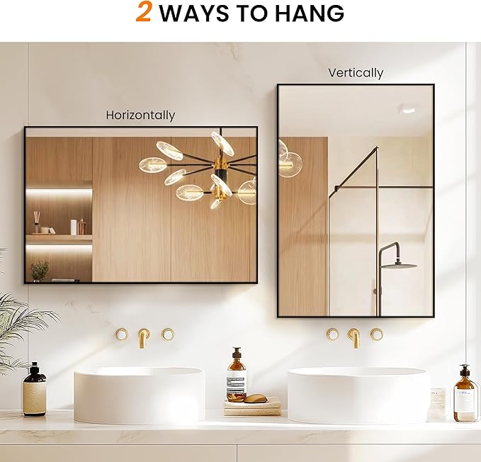 TRAHOME Bathroom Vanity Mirror for Wall, HD Shatterproof Glass, Hangs - Image 7