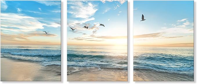 Goldfoilart Ocean Beach Sunset Canvas Wall Art - Image 2