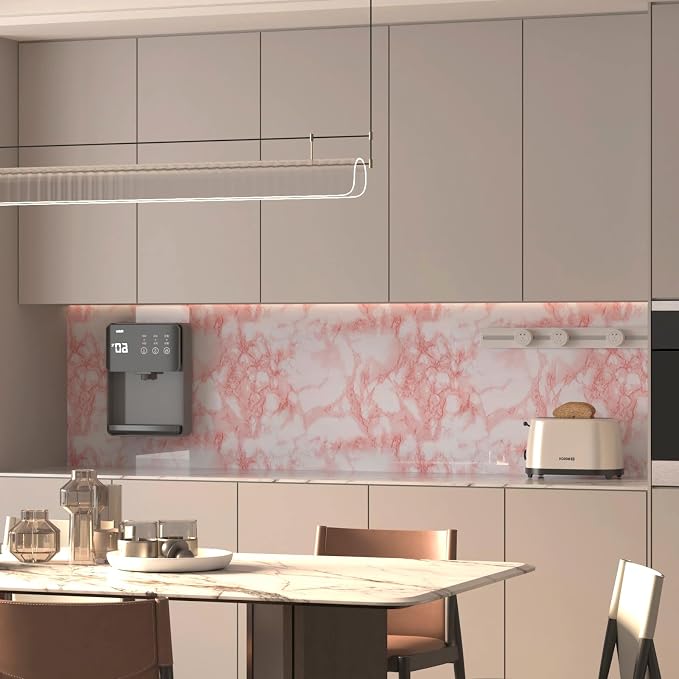 Extra Wide Marble Contact Paper Granite Peel and Stick Wallpaper Pink Glossy - Image 6