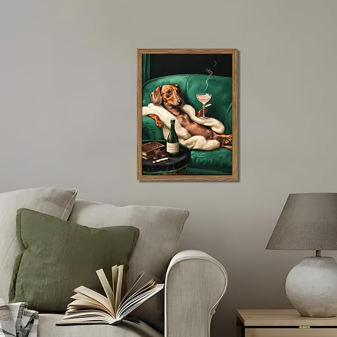 Framed Funny Dachshund Wall Art, Playful Dog Canvas Print - Image 8