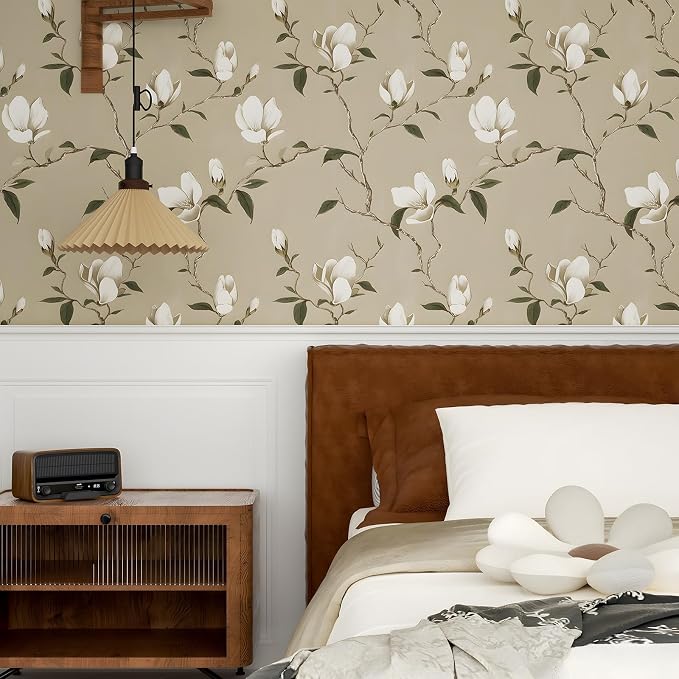 Laatse Magnolia Wallpaper Peel and Stick Vintage Floral Contact Paper 17.5" X - Image 3