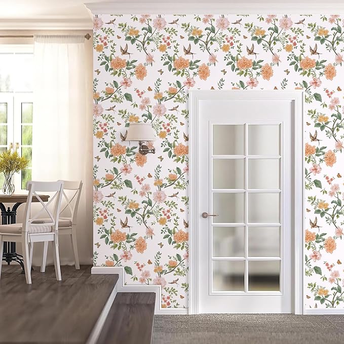 Froluya Floral Peel and Stick Wallpaper Vintage Floral Contact Paper 16.9” x - Image 7