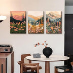 KBKBART Boho Colorful Landscape wall art Set of 3, Wildflower Mountain Wall - Image 5