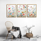 KISSFOX Framed Colorful Wildflower Canvas Wall Art Set Of 3 Flowers Pictures - Image 5