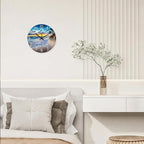Beach Clocks Wall Decor Glass Modern Coastal Wall Clock Silent Non Ticking Blue - Image 3
