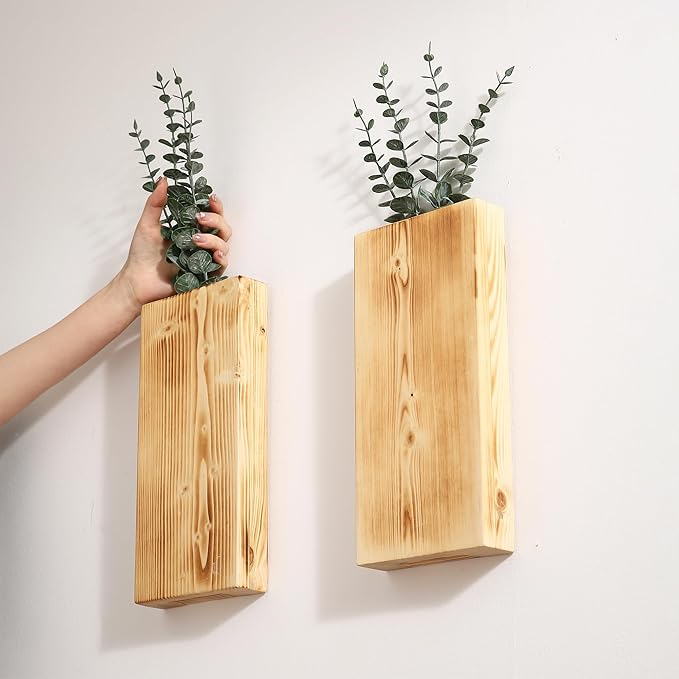 Wood Wall Planter Set of 2, Wood Wall Pocket - Image 5