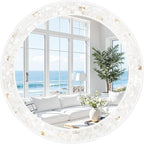 Tanmicoshomy Round Wall Mirror 30 Inch, Natural Shell Framed Circle Mirrors by Tanmicoshomy