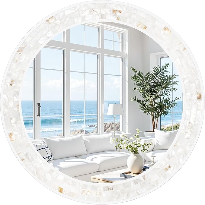 Tanmicoshomy Round Wall Mirror 24 Inch, Circle Mosaic Mirror by Tanmicoshomy