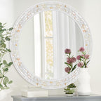 Tanmicoshomy Round Wall Mirror 30 Inch, Natural Shell Framed Circle Mirrors - Image 5