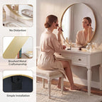 NEWBULIG 30-Inch Round Wall Mirror, Bathroom Wall Circle Mirror - Image 4