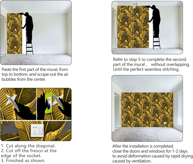 Vintage Gold Banana Leaf Bathroom wallpeper Living Room Bedroom Tropical Plant - Image 7