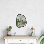 Black Asymmetrical Mirror Irregular Oval Wall Mirror Modern Wood Frame Unique - Image 4