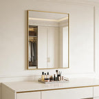 Bathroom Mirror for Wall, 30x40 Inch Metal Framed Mirror, Brushed Gold - Image 3