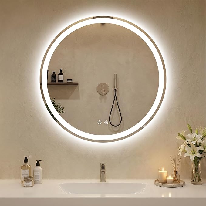 DUMOS 30 Inch Round LED Bathroom Mirror - Image 2