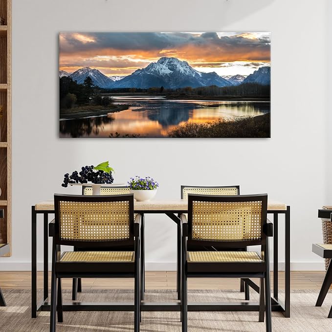 Extra Large Mountain Wall Art for Living Room Sunset Nature Grand Teton Wall - Image 7