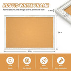 White Cork Board for Wall, 36 x 24 inches Decorative Bulletin Board, Rustic - Image 3
