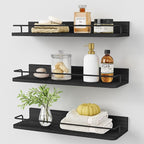 Forbena Black Floating Shelves for Wall, Bahtroom Wall Shelves Over Toilet by Forbena