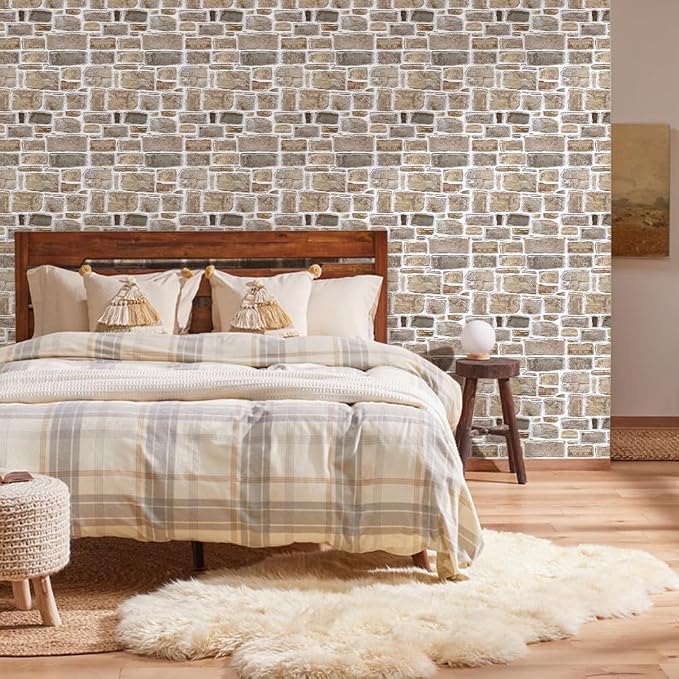 COMSTICKC 3D Faux Stone Peel and Stick Wall Panel, Faux Brick Wall Panels - Image 8