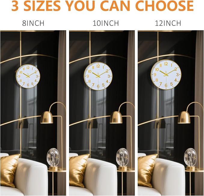 Modern Wall Clock, 10 Inch Digital Wall Clocks Battery Operated, Round Non - Image 8