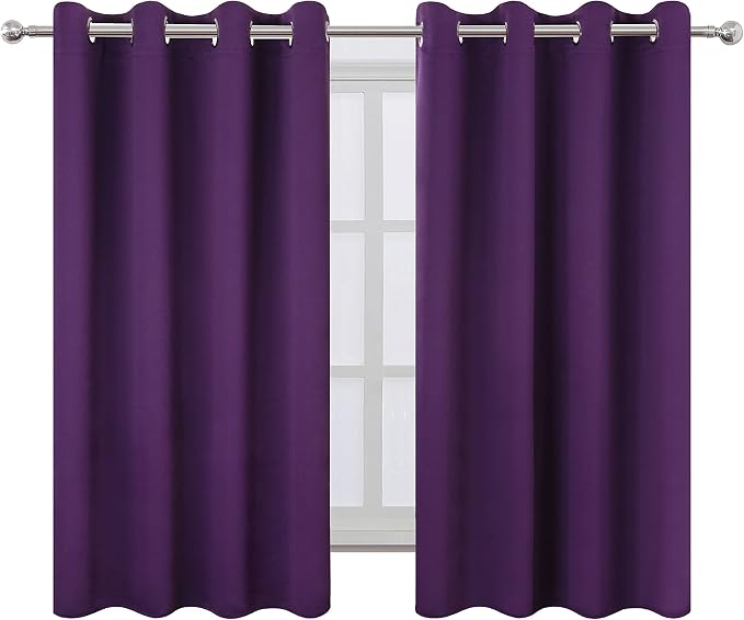 LEMOMO Purple Thermal Blackout Curtains/52 x 54 Inch/Set of 2 Panels Room - Image 2