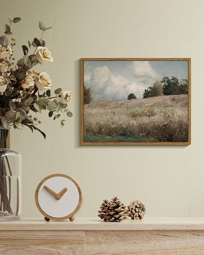 InSimSea Framed Canvas Wall Art Vintage Decor, Cornfield Countryside Scenery - Image 4