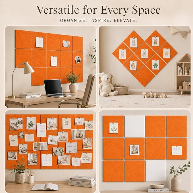 Large Cork Boards for Walls – 36" x 24" Self Adhesive Felt Wall Tiles - Image 6