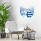 EOBTAIN Zen Bathroom Wall Art Blue Butterfly and Flower Stone Relaxing Just - Image 4