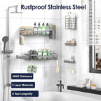 NESOMI Shower Caddy Adhesive Shower Organizer 7-Pack, Rustproof Stainless Steel - Image 5