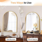 Bathroom Mirror for Wall, 30x20 Inch Arched Mirror, Matte Gold Metal Framed - Image 3