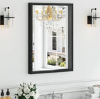 Syndra Black Wood Frame Bathroom Mirror, Waterproof Slim Deep Frame, by Syndra