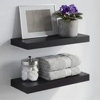 Homeforia 16 inch Black Floating Shelves, High End Solid Real Wood 16inch by Homeforia