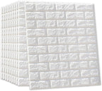 MYOYAY 10 Pcs 3D Wall Panels Peel and Stick 27.5 x 30.3 Inch White Brick - Image 9