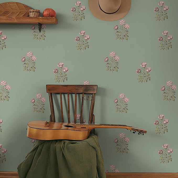 17.3" x 118.1" Vintage Floral Wallpaper Peel and Stick Boho Wallpaper Removable - Image 4
