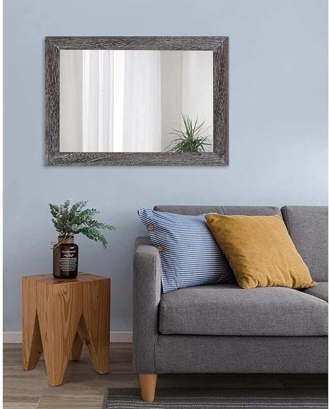 AAZZKANG Wall Mirror with Rectangle Wood Frame Large 26"x18" Rustic Decorative - Image 7