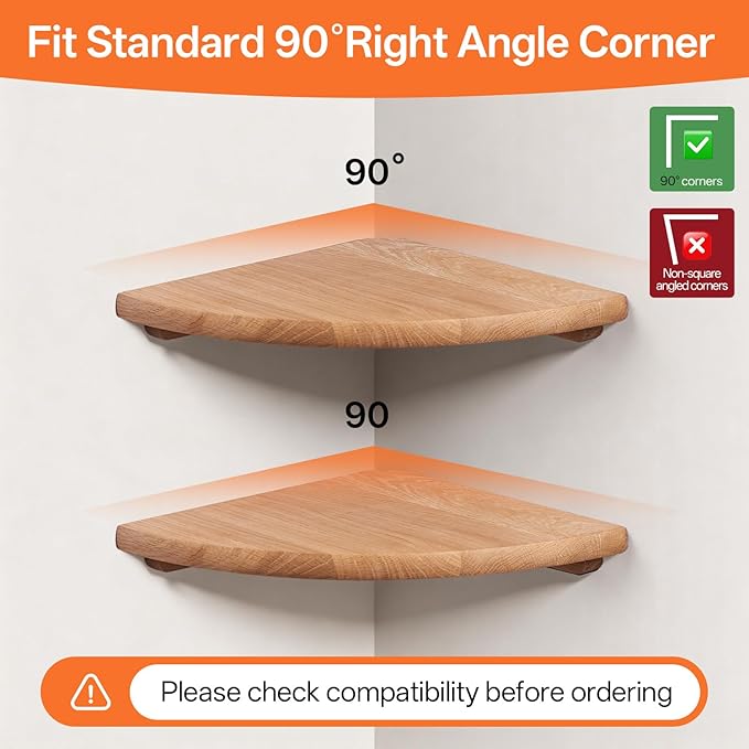Gieanoo Corner Floating Shelf 10inch Solid Oak Wood Floating Corner Shelf - Image 6
