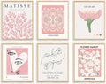 QIAOMICS Pink Flower Market Wall Art Prints, Cute Matisse Wall Decor Aesthetic by QIAOMICS