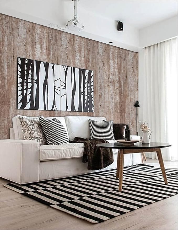 Dimoon Wallpaper 118" x17.7''Wood Wallpaper Brown Thicken Grey Dark Wood - Image 4