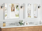 Syndra Square White Wood Frame Bathroom Mirror, Waterproof Slim Deep Frame - Image 2