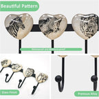 Coat Rack Wall Mounted with 4 Hook, Heart Glass Finishes Animal Pattern - Image 4